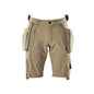 Shorts, tasche appese rimovibili, shorts artigianali elasticizzati, kaki chiaro