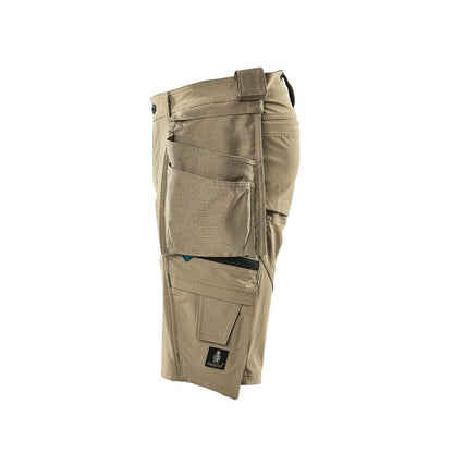 Shorts, tasche appese rimovibili, shorts artigianali elasticizzati, kaki chiaro