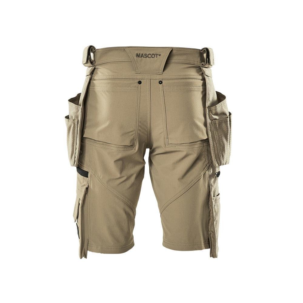 Shorts, tasche appese rimovibili, shorts artigianali elasticizzati, kaki chiaro