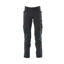 Pantaloni con tasche al ginocchio, elasticizzati, pantaloni leggeri, nero-blu
