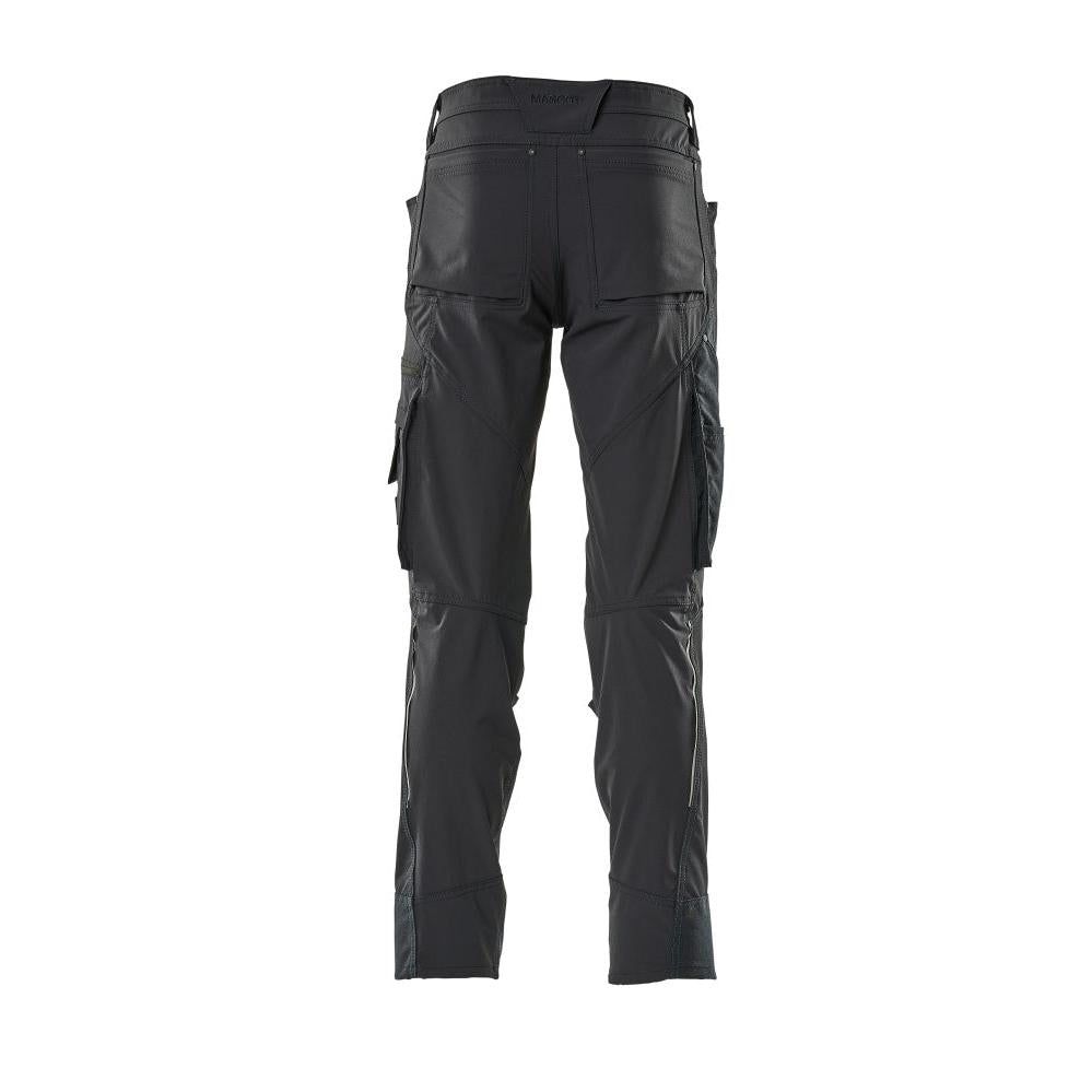 Pantaloni con tasche al ginocchio, elasticizzati, pantaloni leggeri, nero-blu
