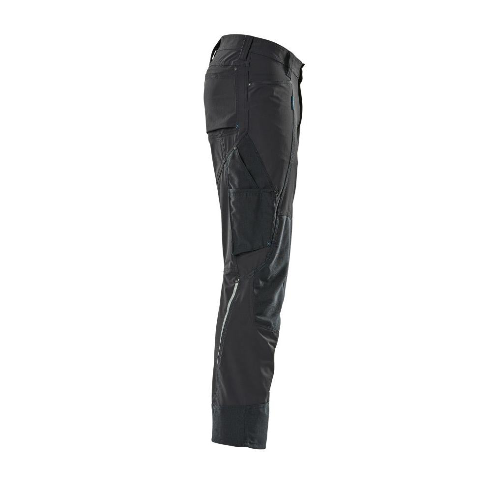 Pantaloni con tasche al ginocchio, elasticizzati, pantaloni leggeri, nero-blu