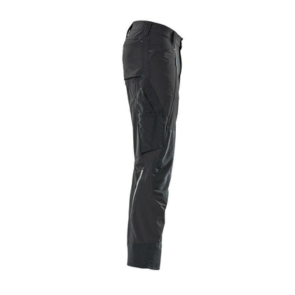 Pantaloni con tasche al ginocchio, elasticizzati, pantaloni leggeri, nero-blu