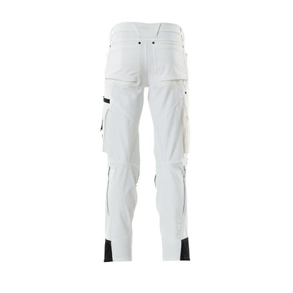 Pantaloni con tasche al ginocchio, elasticizzati, pantaloni leggeri, colore bianco