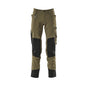Trousers with knee pockets, stretch, light trousers, moss green