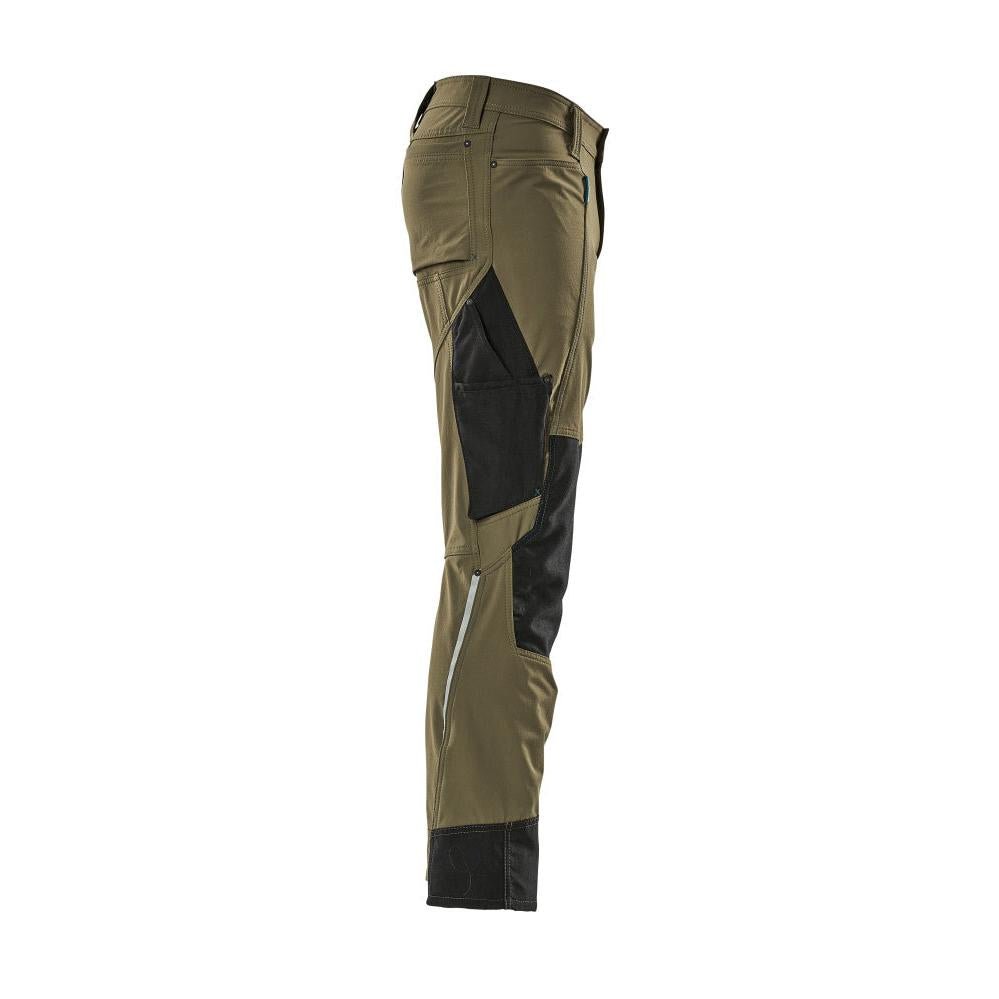 Trousers with knee pockets, stretch, light trousers, moss green