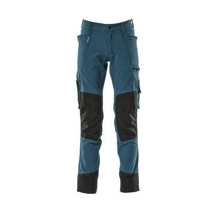 Pantaloni con tasche al ginocchio, stretch, pantalone leggero, petrolio scuro