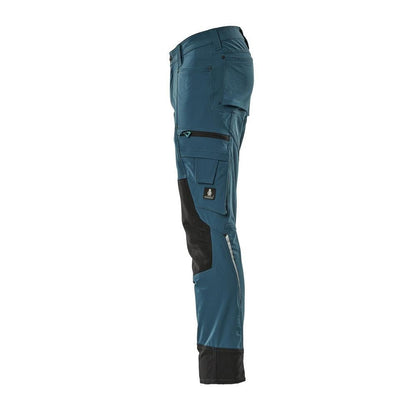 Pantaloni con tasche al ginocchio, stretch, pantalone leggero, petrolio scuro