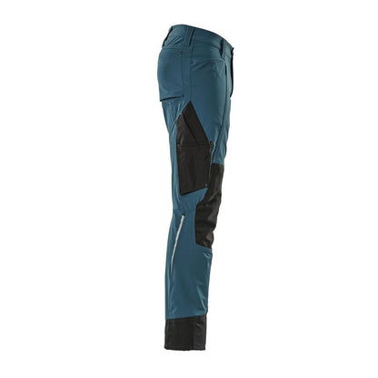 Pantaloni con tasche al ginocchio, stretch, pantalone leggero, petrolio scuro