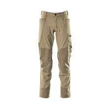 Pantaloni con tasche al ginocchio, elasticizzati, pantaloni leggeri, kaki chiaro
