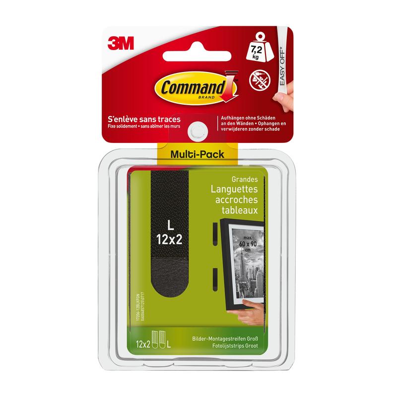 Command™ Bilder-Montage Strips L, groß, schwarz, 17206BLK-12 | Packung (1 Stück)