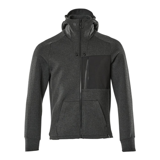 Kapuzensweatshirt, Reißverschluss Kapuzensweatshirt, Schwarz-meliert/Schwarz
