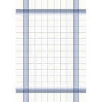The Duni GmbH table napkin, 38x54 cm, blue, features a white background with a blue checkered border and a grid pattern. This high-quality table napkin comes in a pack of 250 and features evenly spaced, symmetrical design elements.