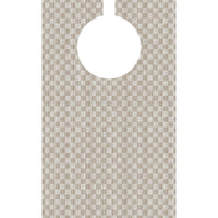 The Dunisoft Bib 40x65 cm - Grubben by Duni GmbH is a beige-and-white checkered bib with a large, round neckline, making it ideal as an absorbent bib for care facilities. Pack of 50, high-quality and practical.