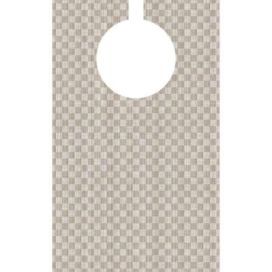 Das Dunisoft Lätzchen 40x65 cm - Grubben von Duni GmbH ist ein beige-weiß kariertes Lätzchen mit einem großen, runden oberen Ausschnitt, wodurch es sich ideal als saugfähiges Lätzchen für Pflegeeinrichtungen eignet. Verpackung mit 50 Stück, hochwertig und praktisch.