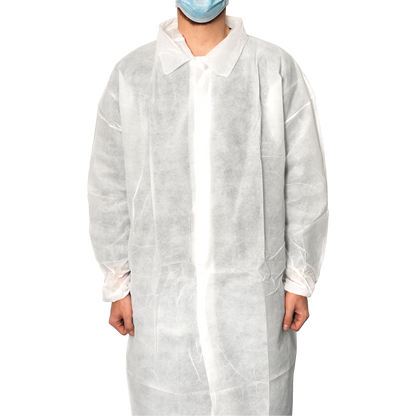 MaiMed-Coat V, cappotto da visitatore in pile con 4 bottoni a pressione, ca. 120 centimetri