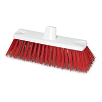 La scopa a setole lunghe Nölle Profi Brush HACCP da 30 cm è dotata di setole particolarmente rigide (1,00 mm) e di due fori per il manico; presenta una testina rettangolare bianca con setole rosse fitte, prodotta da Nölle Profi Brush Bürsten- & Pinseltechnik e.K., raffigurata su sfondo bianco.