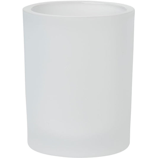 Ein zylindrischer, mattierter weißer Auslaufartikel: Kerzenhalter Flexible 100 x 80 mm von Duni GmbH ist auf einem schlichten weißen Hintergrund abgebildet - ideal als Kerzen Dekoration oder zur Verwendung mit einem flexiblen Kerzenhalter.