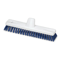 La spazzola professionale Nölle HACCP da 30 cm con setole rigide da 0,5 mm, dal design blu e bianco, è di forma rettangolare e di colore bianco, pensata per la pulizia igienica dei pavimenti in aree sensibili. Compatibile con i manici. Marca: Nölle Profi-Bürste Bürsten- & Pinseltechnik e.K.