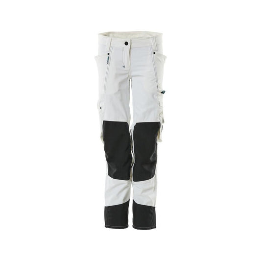 Pants with knee pockets, women, Pearl pants, white