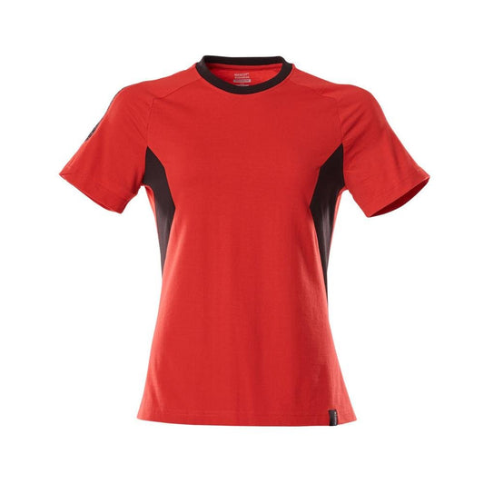 T-shirt, maglietta da donna, rosso traffico/nero