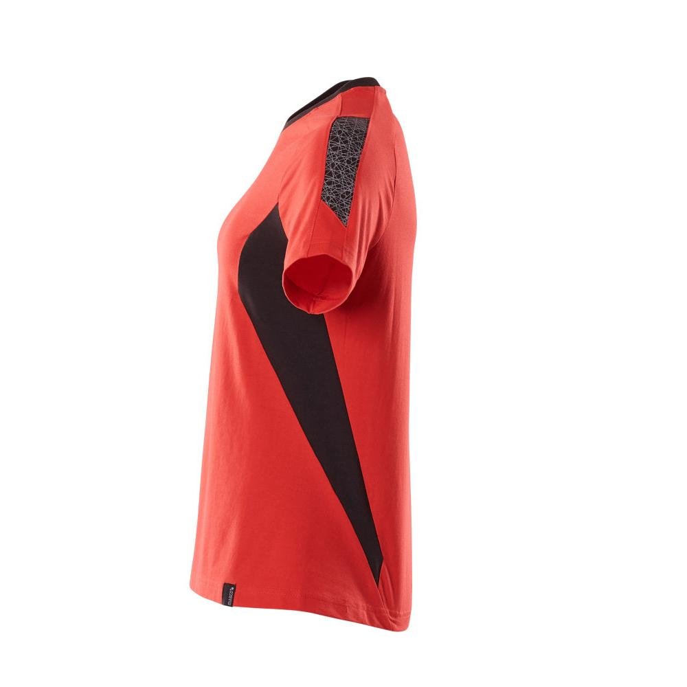 T-shirt, maglietta da donna, rosso traffico/nero