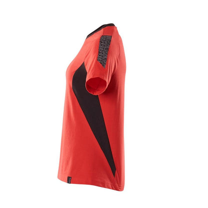 T-shirt, maglietta da donna, rosso traffico/nero