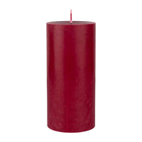The red Duni GmbH pillar candle (150 x 70 mm, 100% stearin, approx. 50 hours) is shown standing upright with a flat top and a single wick against a white background—perfect for anyone looking for eco-friendly candles.