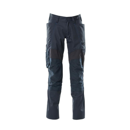 Trousers with knee pockets, stretch inserts trousers, black-blue