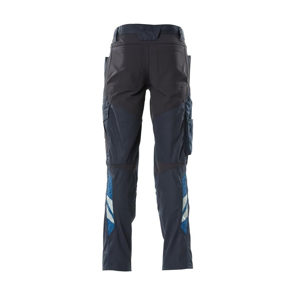 Trousers with knee pockets, stretch inserts trousers, black-blue