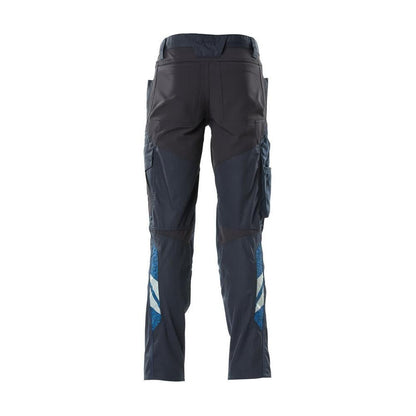 Trousers with knee pockets, stretch inserts trousers, black-blue