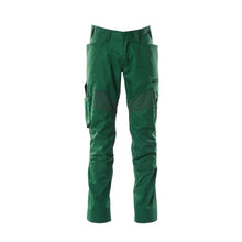 Pantalon avec poches genoux, pantalon empiècements stretch, vert