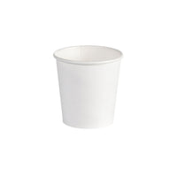 A white PAP/PLA coffee mug from Duni GmbH with a 120 ml capacity is shown centered on a white background; the package contains 45 pieces.