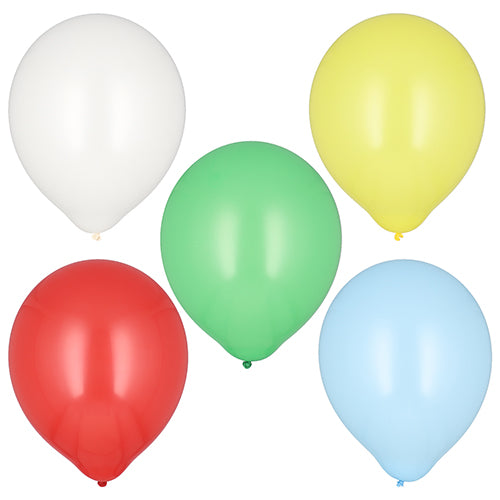Un sacchetto con 8 PAPSTAR palloncini Ø 32 cm, assortiti in colori di PAPSTAR GmbH, brillano in bianco, giallo, verde, rosso e azzurro - perfetti come decorazione per feste.