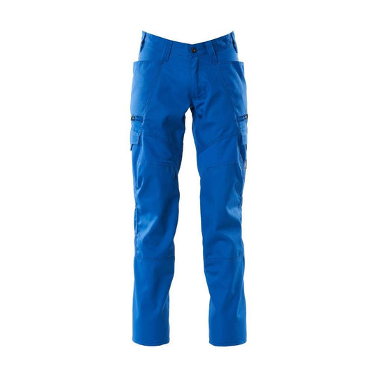 Pantalon, poches cuisses, pantalon empiècements stretch, bleu azur