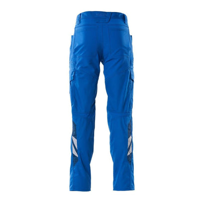 Trousers, thigh pockets, stretch inserts trousers, azure blue