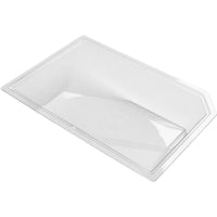 A transparent Polardeli rPET Petit 300 ml disposable bowl from Duni GmbH (175x115x29 mm, pack of 780), ideal for takeout, with a slightly raised rim, photographed against a white background.