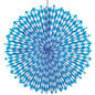 Der PAPSTAR Dekofächer Ø 75 cm, Bayrisch Blau, von PAPSTAR GmbH, zeigt ein blau-weißes Rautenmuster und ist aus schwer entflammbarem Material gefertigt - ideal für die Oktoberfest-Dekoration.