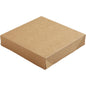 Ein geschlossener Viking Block Deckel Braun Karton/PE 140x140x29 mm der Duni GmbH steht auf weißem Grund, hat einen schlichten braunen Deckel mit sauber gefalteten Kanten und keine sichtbaren Etiketten. Die Packung enthält 300 Stück.