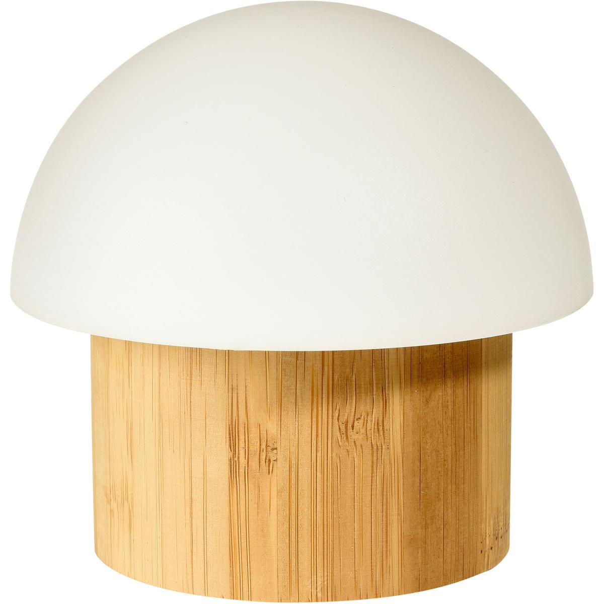 Der LED Kerzenhalter aus Bambus (105x110 mm) von Duni GmbH, in stilvollem Design, wurde vor weißem Hintergrund fotografiert - eine elegante Wahl für nachhaltige Beleuchtung. Packung: 1 Stück.