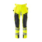 Pantaloni con tasche appese, pantaloni ULTIMATE STRETCH, colore giallo alta visibilità/nero-blu