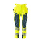Pantaloni con tasche appese, pantaloni ULTIMATE STRETCH, colore giallo alta visibilità/petrolio scuro