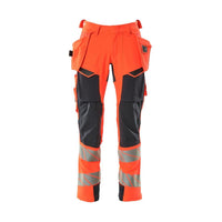 Hose mit Hängetaschen, ULTIMATE STRETCH Hose, Hi-vis rot/schwarzblau