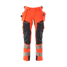 Pantalon avec poches suspendues, pantalon ULTIMATE STRETCH, Hi-vis rouge/noir-bleu