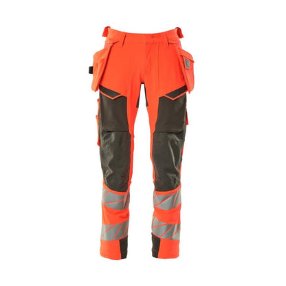 Pantaloni con tasche appese, pantaloni ULTIMATE STRETCH, colore rosso alta visibilità/antracite scuro