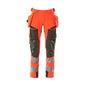 Pantaloni con tasche appese, pantaloni ULTIMATE STRETCH, colore rosso alta visibilità/antracite scuro