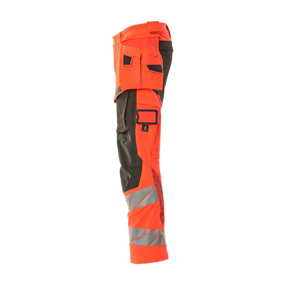 Pantaloni con tasche appese, pantaloni ULTIMATE STRETCH, colore rosso alta visibilità/antracite scuro