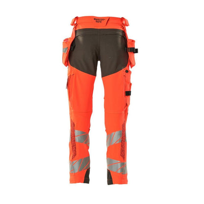 Pantaloni con tasche appese, pantaloni ULTIMATE STRETCH, colore rosso alta visibilità/antracite scuro