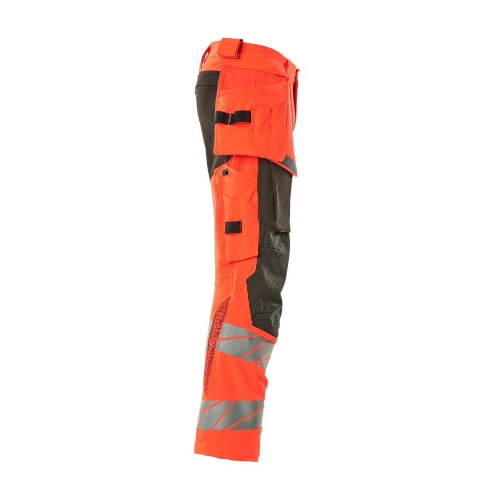 Pantaloni con tasche appese, pantaloni ULTIMATE STRETCH, colore rosso alta visibilità/antracite scuro
