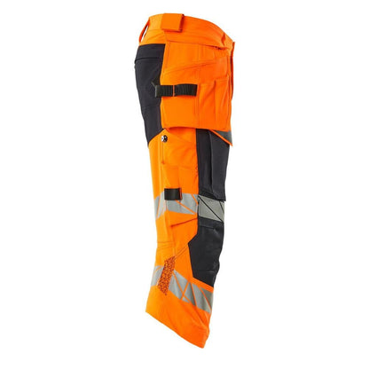 Dreiviertel-Hose, Hängetaschen, Stretch Dreiviertel-Hose